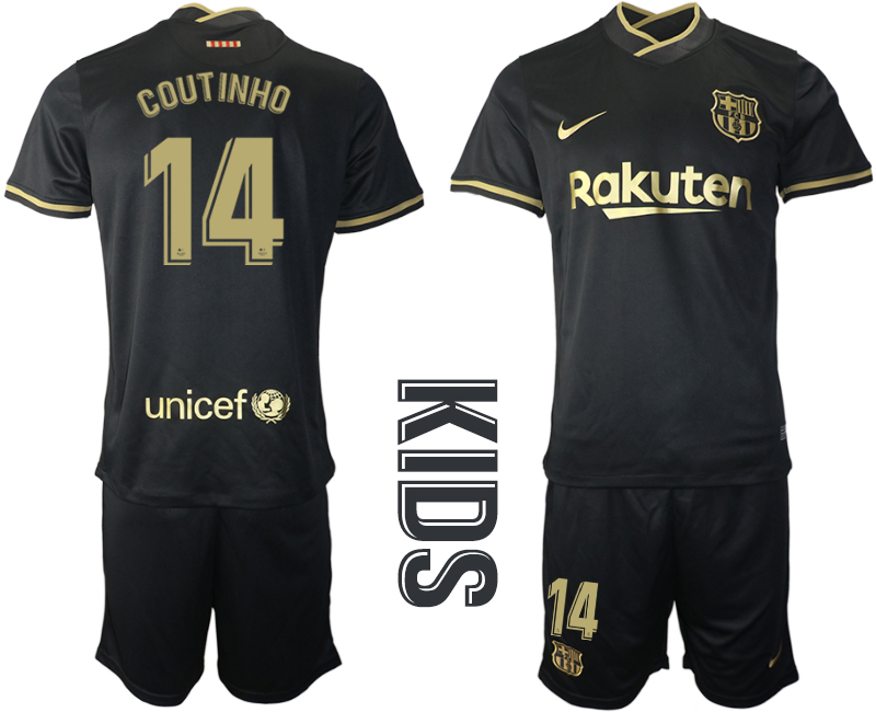 Youth 2020-2021 club Barcelona away #14 black Soccer Jerseys->barcelona jersey->Soccer Club Jersey